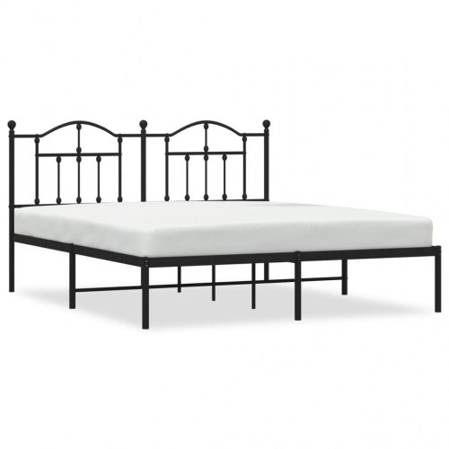 Sengeramme med sengegavl - sort - 183 x 213 cm