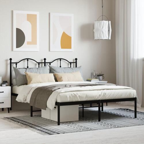 Sengeramme med sengegavl 140x190 cm metal sort