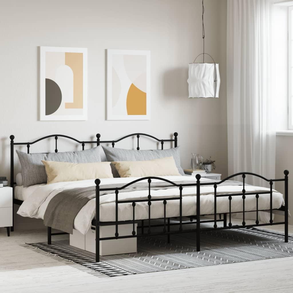 Sengeramme i metal med sengegavl og fodgærde 193 × 203 cm - sort billede