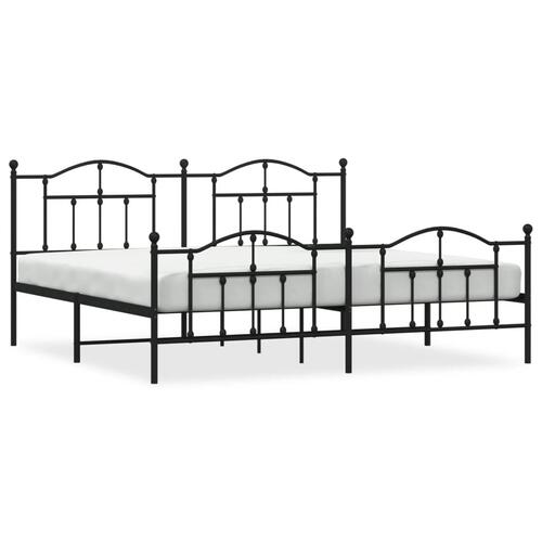 Sengeramme med sengegavl og fodgærde 200x200 cm metal sort