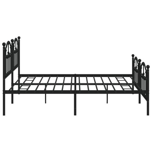 Sengeramme med sengegavl og fodgærde 200x200 cm metal sort