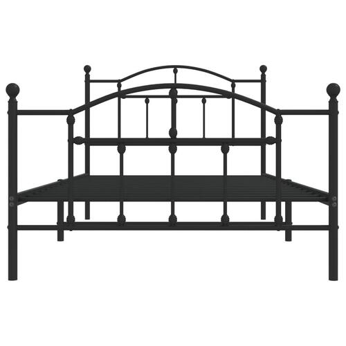 Sengeramme med sengegavl og fodgærde 100x200 cm metal sort