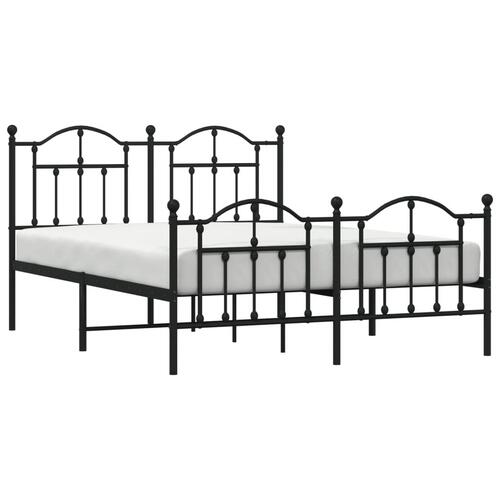 Sengeramme med sengegavl og fodgærde 135x190 cm metal sort