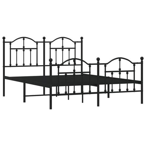 Sengeramme med sengegavl og fodgærde 135x190 cm metal sort