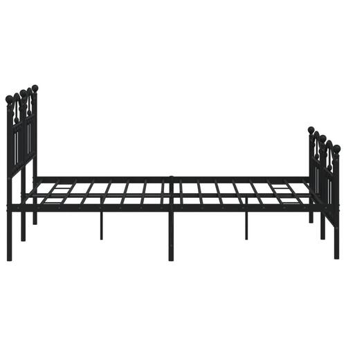 Sengeramme med sengegavl og fodgærde 135x190 cm metal sort