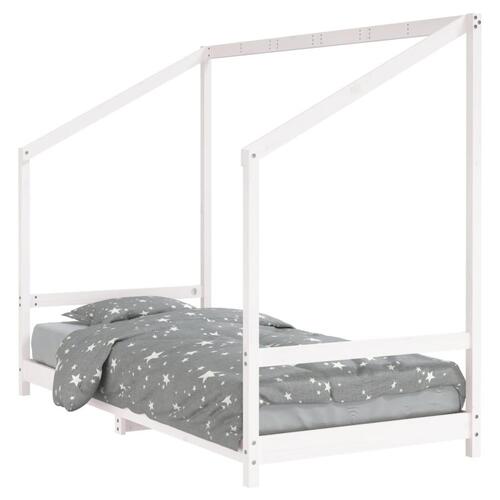 Sengeramme til juniorseng 90x190 cm massivt fyrretræ hvid