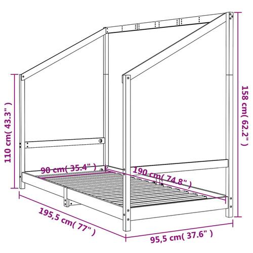 Sengeramme til juniorseng 90x190 cm massivt fyrretræ hvid