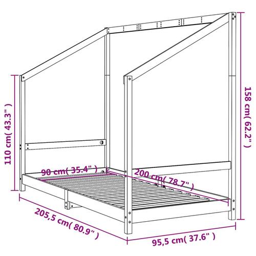 Sengeramme til juniorseng 90x200 cm massivt fyrretræ hvid