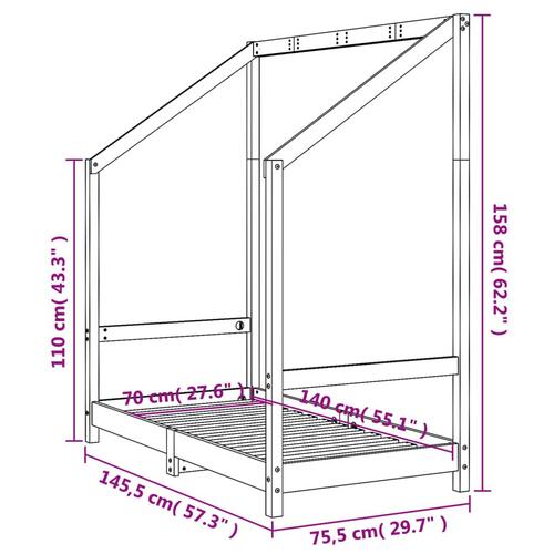 Sengeramme til juniorseng 70x140 cm massivt fyrretræ