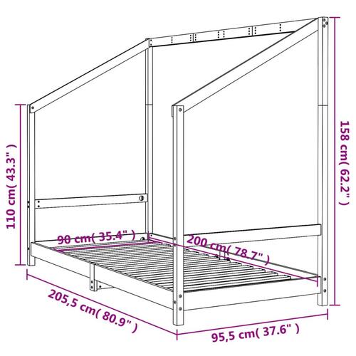 Sengeramme til juniorseng 90x200 cm massivt fyrretræ