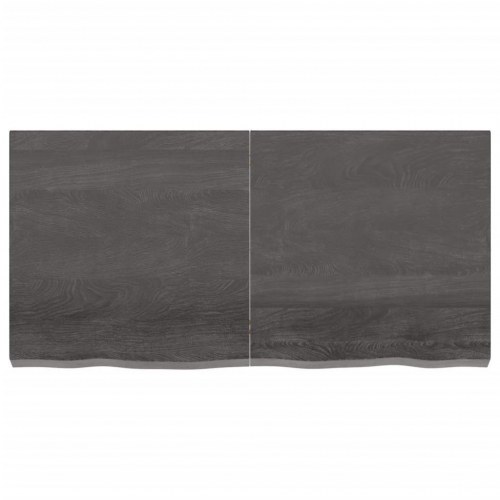 Væghylde i massivt egetræ, mørkebrun - 120 x 60 x (2-6) cm med naturlig kant