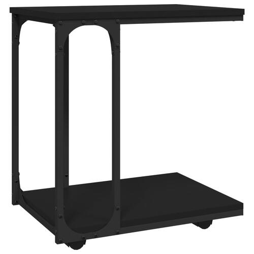 Sidebord med hjul 50x35x55,5 cm konstrueret træ sort