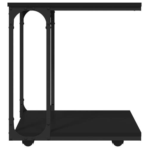 Sidebord med hjul 50x35x55,5 cm konstrueret træ sort