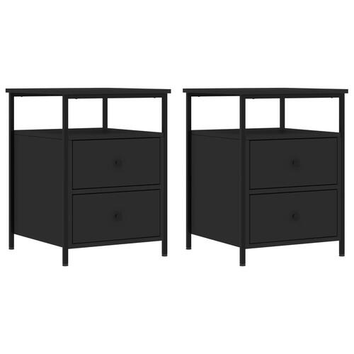 Sengeborde 2 stk. 44x45x60 cm konstrueret træ sort