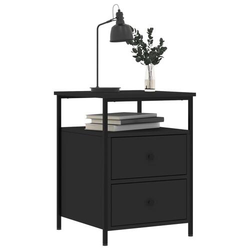 Sengeborde 2 stk. 44x45x60 cm konstrueret træ sort