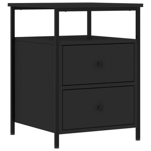 Sengeborde 2 stk. 44x45x60 cm konstrueret træ sort