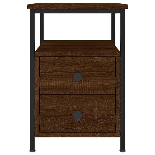 Sengeborde 2 stk. 34x35,5x50 cm konstrueret træ brunt egetræ