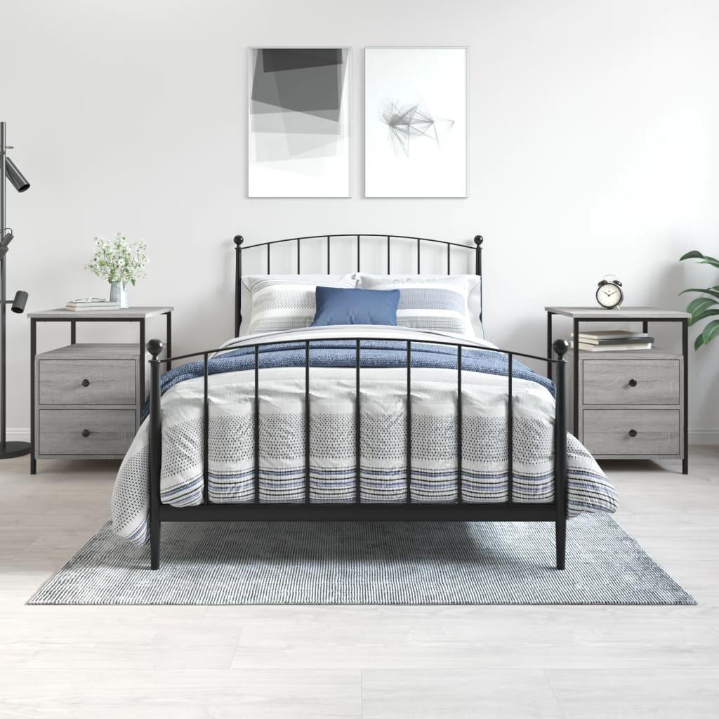 Sengeborde 2 stk. 44x45x60 cm konstrueret træ grå sonoma-eg