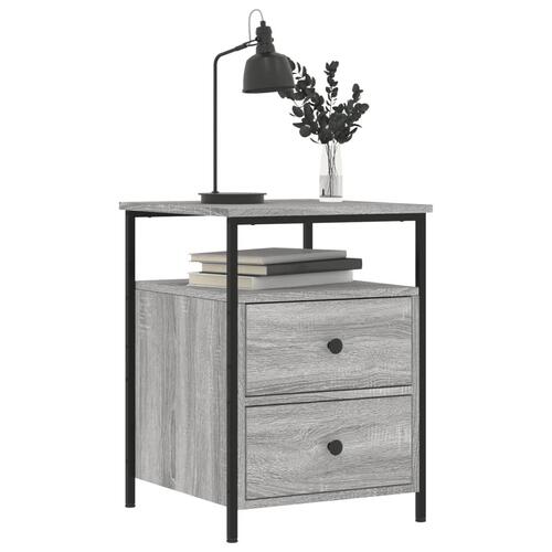 Sengeborde 2 stk. 44x45x60 cm konstrueret træ grå sonoma-eg