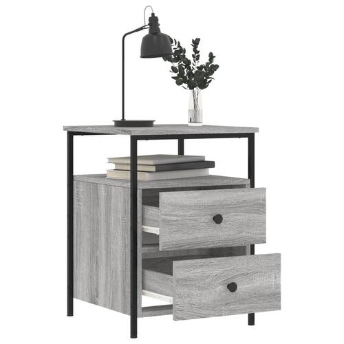 Sengeborde 2 stk. 44x45x60 cm konstrueret træ grå sonoma-eg