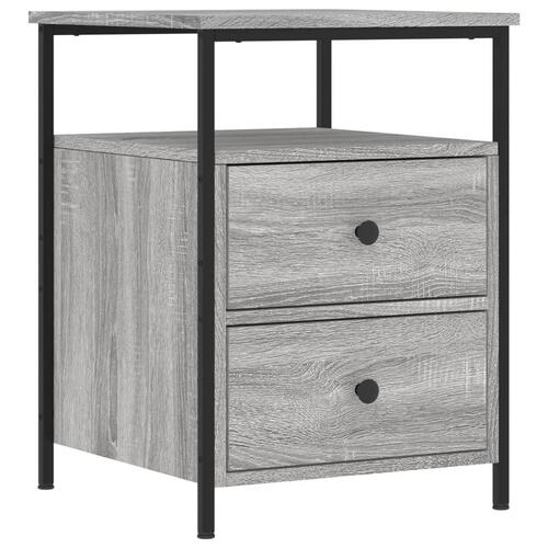 Sengeborde 2 stk. 44x45x60 cm konstrueret træ grå sonoma-eg