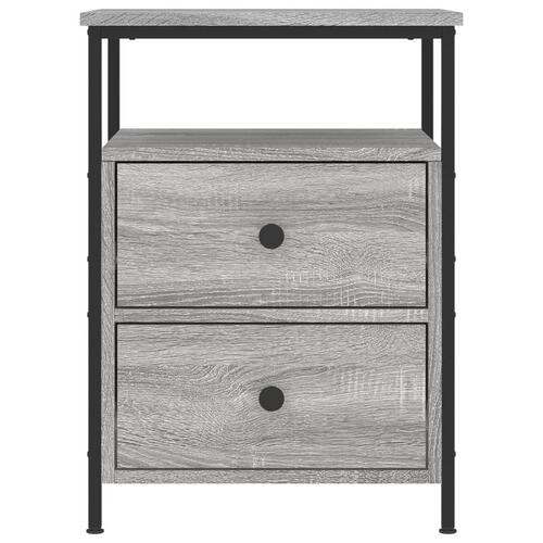 Sengeborde 2 stk. 44x45x60 cm konstrueret træ grå sonoma-eg
