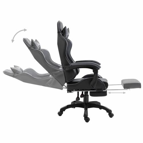 Gamingstol med fodstøtte kunstlæder grå