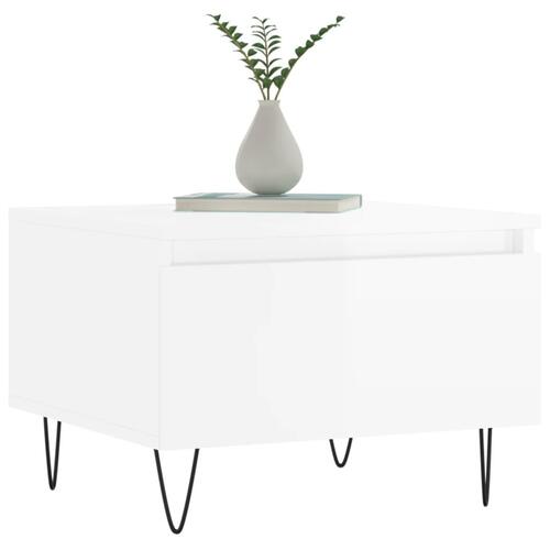 Sofaborde 2 stk. 50x46x35 cm konstrueret træ hvid højglans