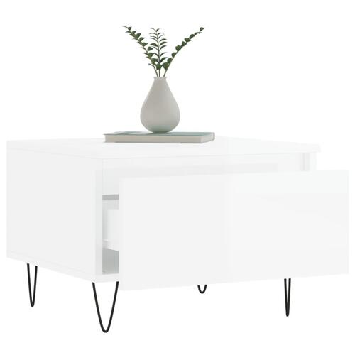 Sofaborde 2 stk. 50x46x35 cm konstrueret træ hvid højglans