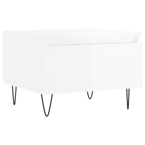 Sofaborde 2 stk. 50x46x35 cm konstrueret træ hvid højglans