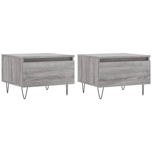 Sofaborde 2 stk. 50x46x35 cm konstrueret træ grå sonoma-eg