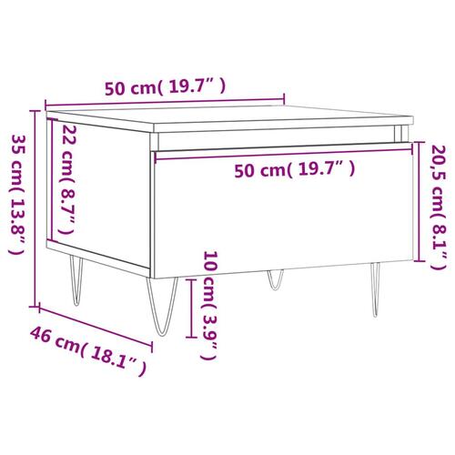 Sofaborde 2 stk. 50x46x35 cm konstrueret træ grå sonoma-eg