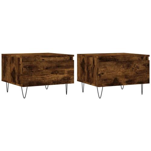 Sofaborde 2 stk. 50x46x35 cm konstrueret træ røget egetræsfarve