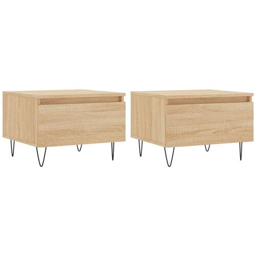 Sofaborde 2 stk. 50x46x35 cm konstrueret træ sonoma-eg