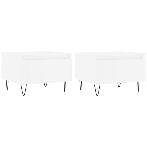 Sofaborde 2 stk. 50x46x35 cm konstrueret træ hvid