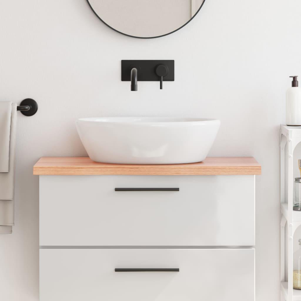 Bordplade til badeværelse 80x30x(2-4) cm massivt træ lysebrun