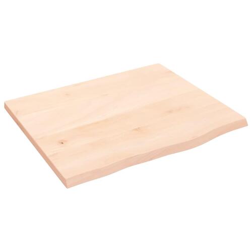 Bordplade til badeværelse 60x50x2 cm massivt træ ubehandlet