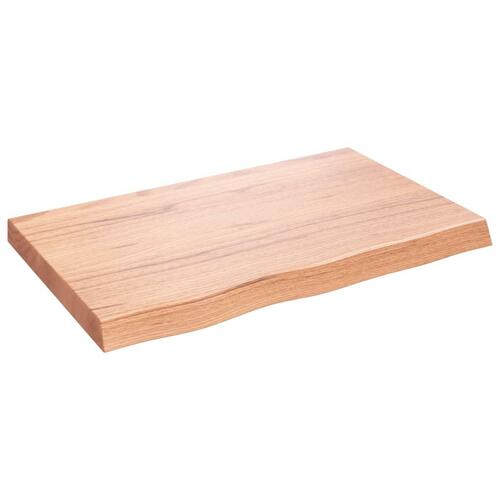 Bordplade til badeværelse 80x50x(2-6) cm massivt træ lysebrun