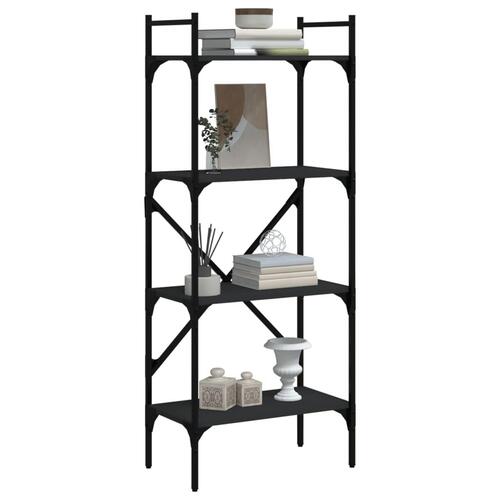 Bogreol med 4 hylder 56x31,5x138,5 cm konstrueret træ sort