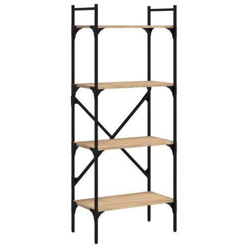 Bogreol med 4 hylder 56x31,5x138,5 cm konstrueret træ sonoma-eg
