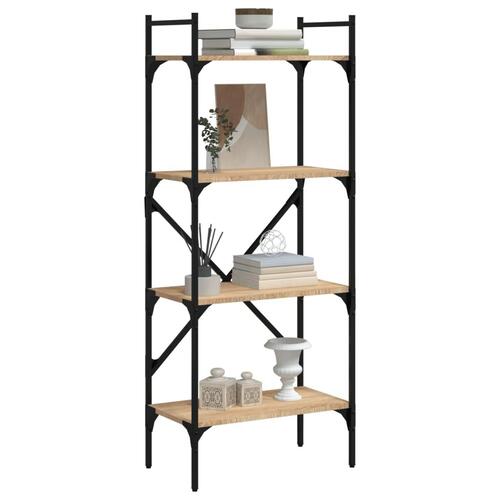 Bogreol med 4 hylder 56x31,5x138,5 cm konstrueret træ sonoma-eg