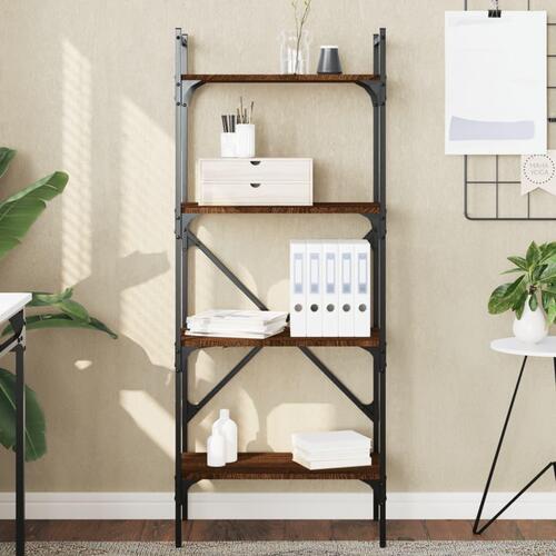 Bogreol med 4 hylder 56x31,5x138,5 cm konstrueret træ brunt eg
