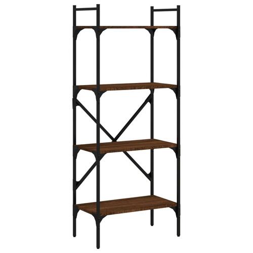 Bogreol med 4 hylder 56x31,5x138,5 cm konstrueret træ brunt eg