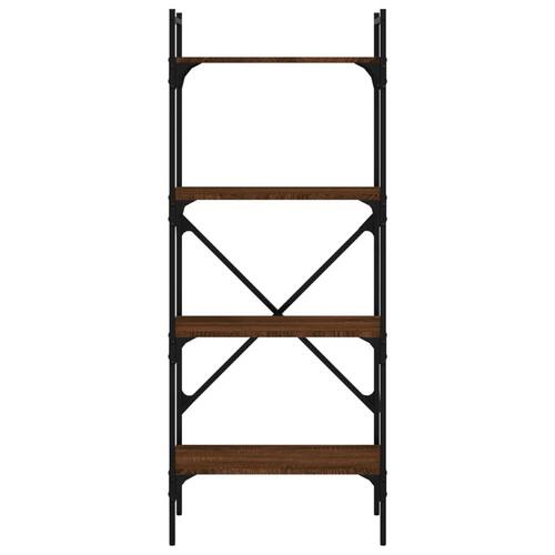 Bogreol med 4 hylder 56x31,5x138,5 cm konstrueret træ brunt eg