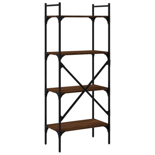 Bogreol med 4 hylder 56x31,5x138,5 cm konstrueret træ brunt eg