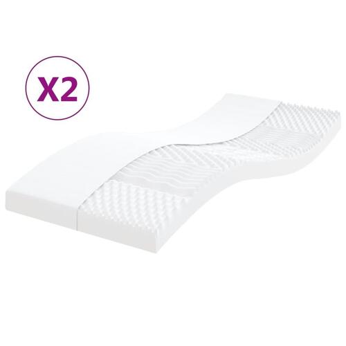 Skummadrasser 2 stk. 80x200 cm 7 zoner hårdhed 20 ILD hvid
