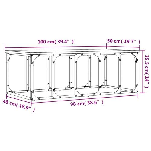 Sofabord 100x50x35,5 cm konstrueret træ røget egetræsfarve