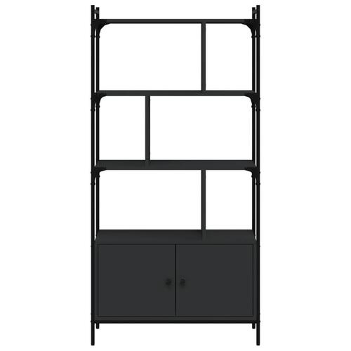 Bogreol med låger 76,5x30x154,5 cm konstrueret træ sort
