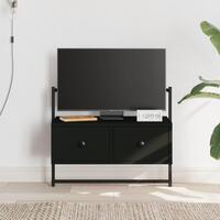 Væghængt tv-bord 60,5x30x51 cm konstrueret træ sort