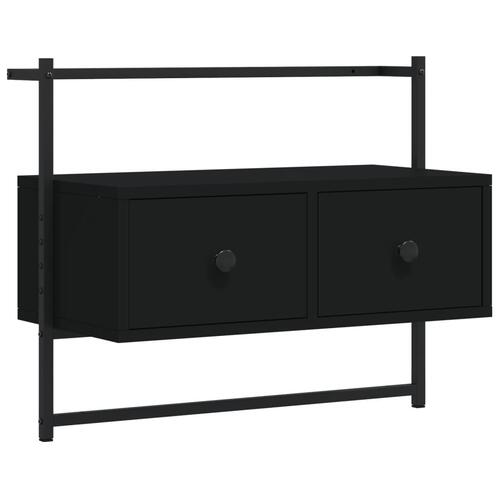 Væghængt tv-bord 60,5x30x51 cm konstrueret træ sort